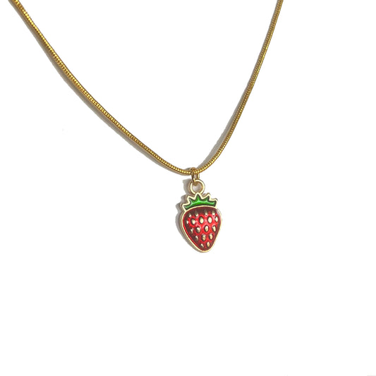 Strawberry Necklace (14K Gold Plated)